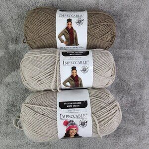 3 Pk Loops & Threads Impeccable Yarn Skein 285 Yards ea 100% Acrylic Lot of 3